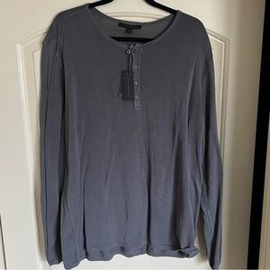 John Varvatos Gray Mercerized Long Sleeve Henley NWT XL MSRP: $178